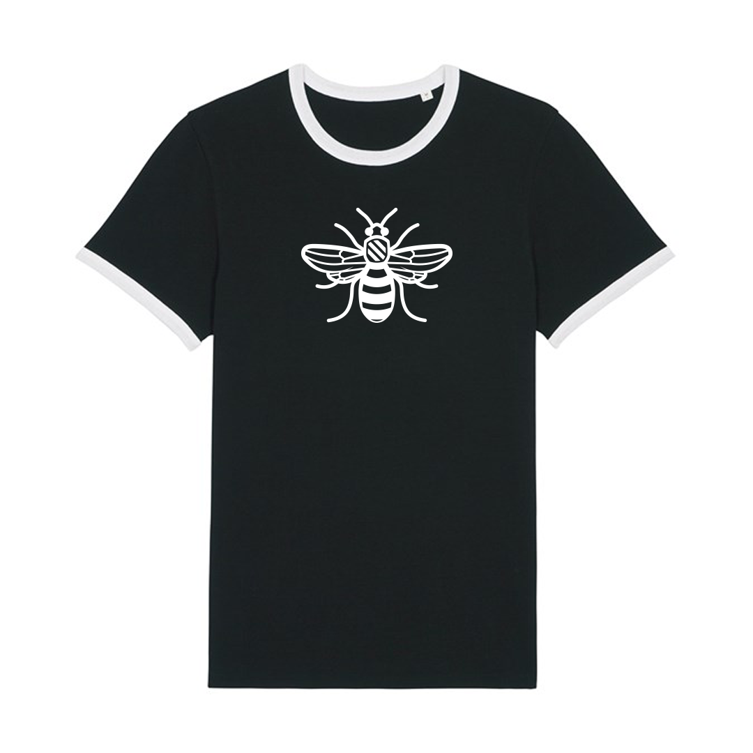 BeeManc Contrast Collar T-Shirt -  Black
