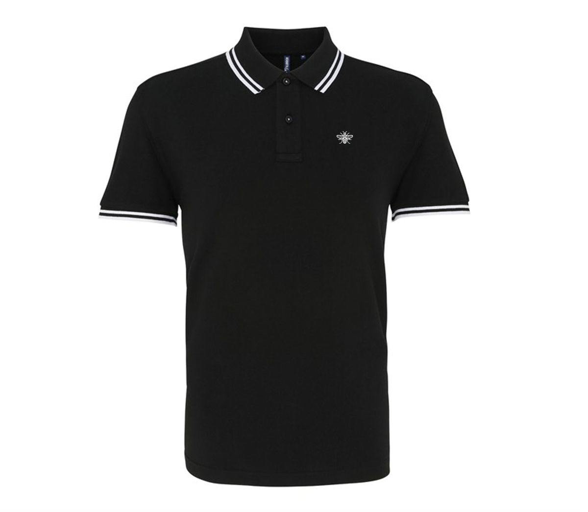 BeeManc Embroidered Bee Tipped Polo - Black/White