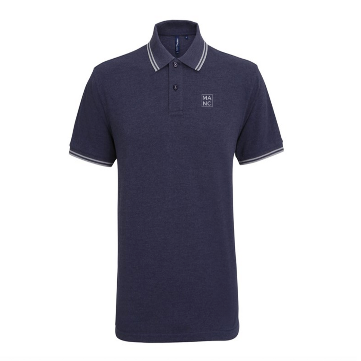 BeeManc Embroidered Manc Tipped Polo Shirt - Navy/Heather Grey