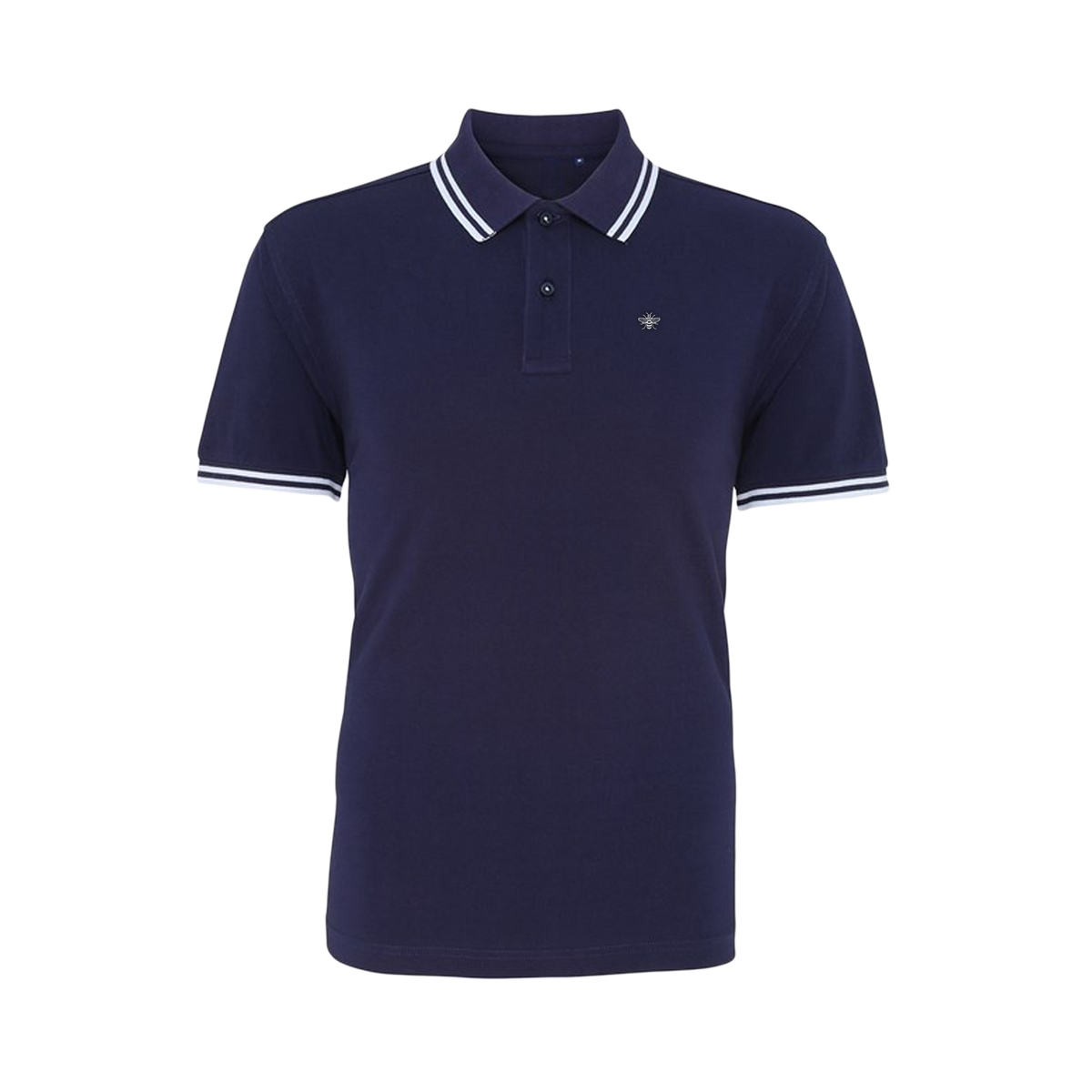 BeeManc Embroidered Bee Tipped Polo -  Navy/White