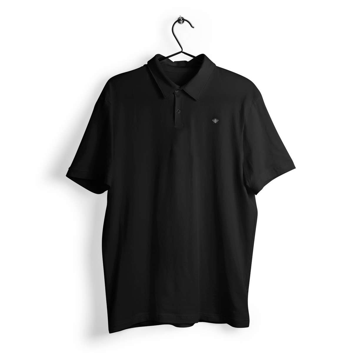 Bee Embroidered Polo Shirt - Black