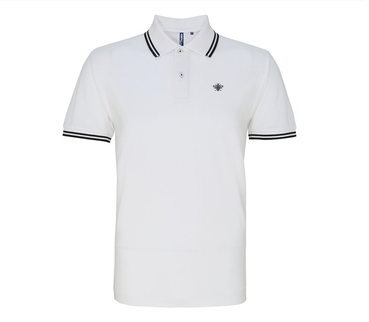 BeeManc Embroidered Bee Tipped Polo - White/Black